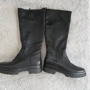 Soul‎ Naturalizer Moto Style Women Black Knee High Boots Chunky Lug Sole 9 WIDE